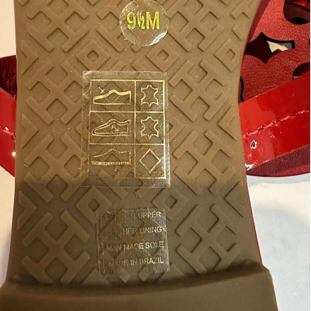 Tory Burch Miller Limited Edition Rainbow Leather Sandals Sz 9.5 Red Logo Sandal